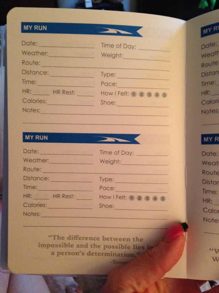 Most of the pages are for logging your runs.