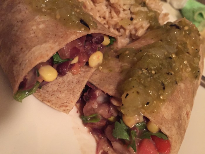 Hubby's plate - wrapped in a whole wheat burrito.