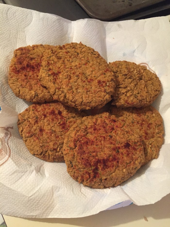 Spicy Baked Falafel Burgers (see my Recipe page for the recipe!)